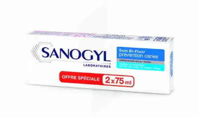 Sanogyl Soin Bi-fluor 1450ppm Préventions Caries 2x75ml à PERSAN
