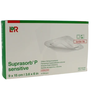 Suprasorb P Sensitive Border Lite Pansement Hydrocellulaire Siliconé Stérile Extra Mince Avec Bord Auto-fixant 9x15cm B/10