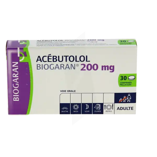 Acebutolol Biogaran 200 Mg, Comprimé Pelliculé
