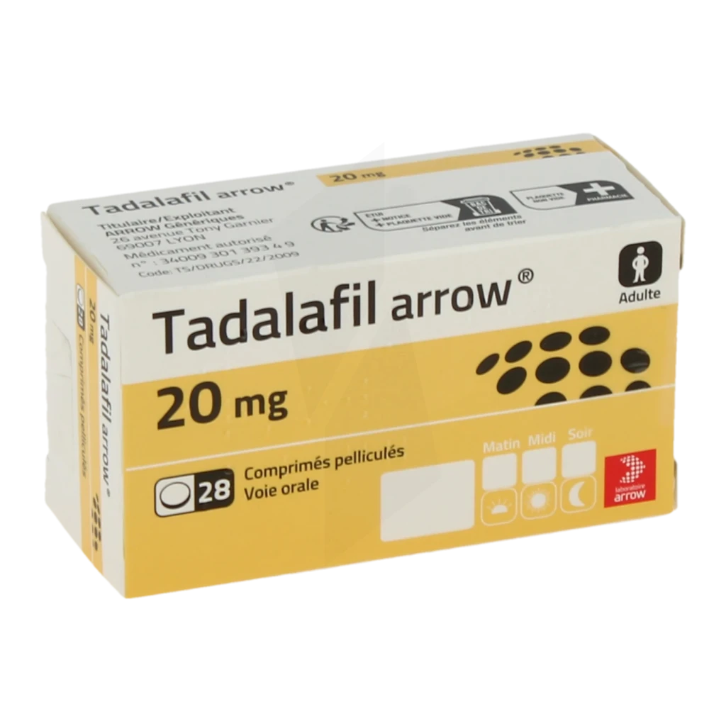 Tadalafil Arrow 20 Mg, Comprimé Pelliculé