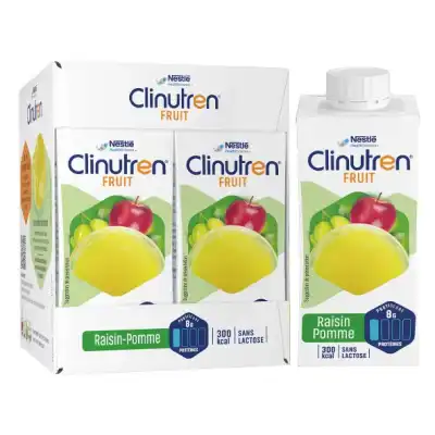 Clinutren Fruit Nutriment Pomme Raisin 4briques/200ml à Pessac