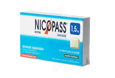 Nicopass 1,5 Mg Sans Sucre Menthe Fraicheur, Pastille édulcorée à L'aspartam Et à L'acésulfame Potassique à VITRE