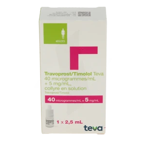 Travoprost/timolol Teva 40 Microgrammes/ml + 5 Mg/ml, Collyre En Solution