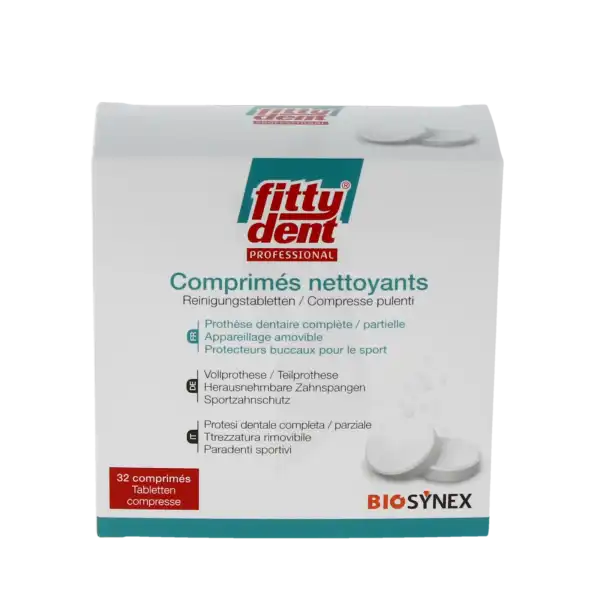 Biosynex Fittydent Comprimés Effervescents Nettoyants Pour Prothèse Dentaire B/32