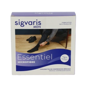 Sigvaris Essentiel Microfibre Chaussettes  Homme Classe 2 Noir Xx Large Long