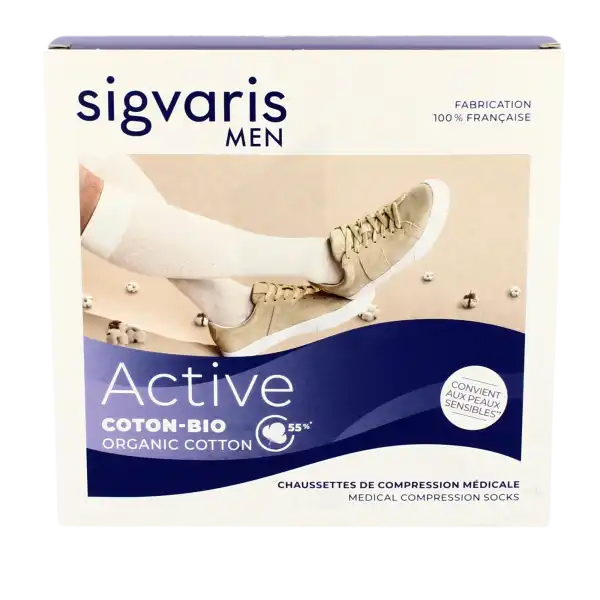 Sigvaris 2 Active Coton Bio Chaussette Homme Noir Ll