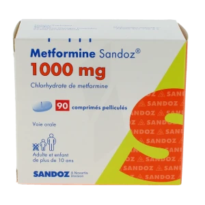 Metformine Sandoz 1000 Mg, Comprimé Pelliculé