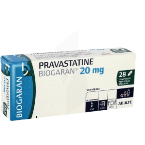 Pravastatine Biogaran 20 Mg, Comprimé Pelliculé Sécable