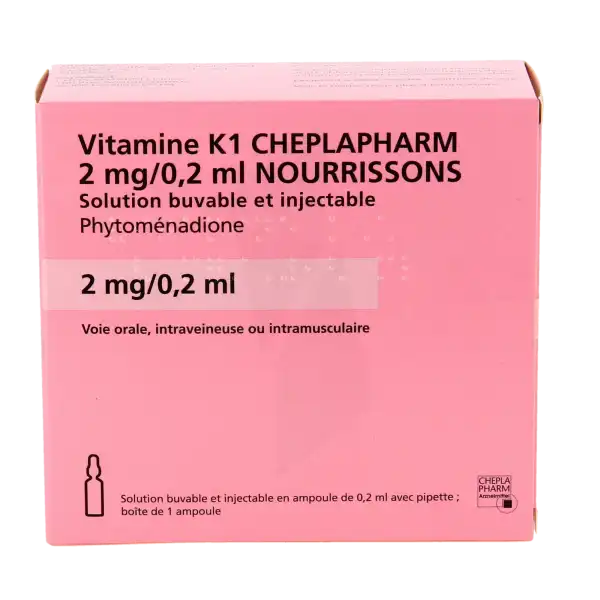 Vitamine K1 Cheplapharm 2 Mg/0,2 Ml Nourrissons, Solution Buvable Et Injectable