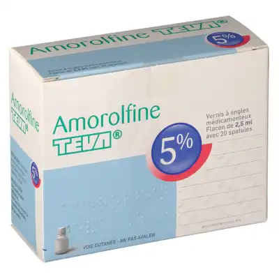 Amorolfine Teva 5 % Vernis Ongl Médic Médicamenteux 1fl Ver/2,5ml+spat à BOUILLARGUES