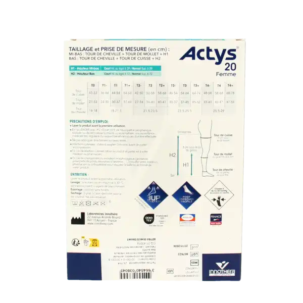 Actys 20 Bas Autofix Pf Femme Noir T1n