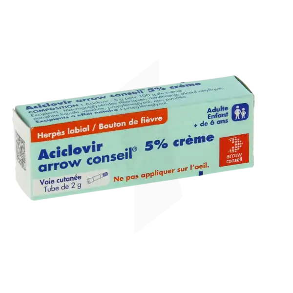 Aciclovir Arrow Conseil 5 %, Crème