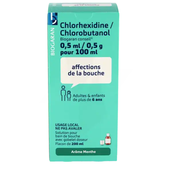 Chlorhexidine/chlorobutanol Biogaran Conseil 0,5 Ml/0,5 G Pour 100 Ml, Solution Pour Bain De Bouche En Flacon