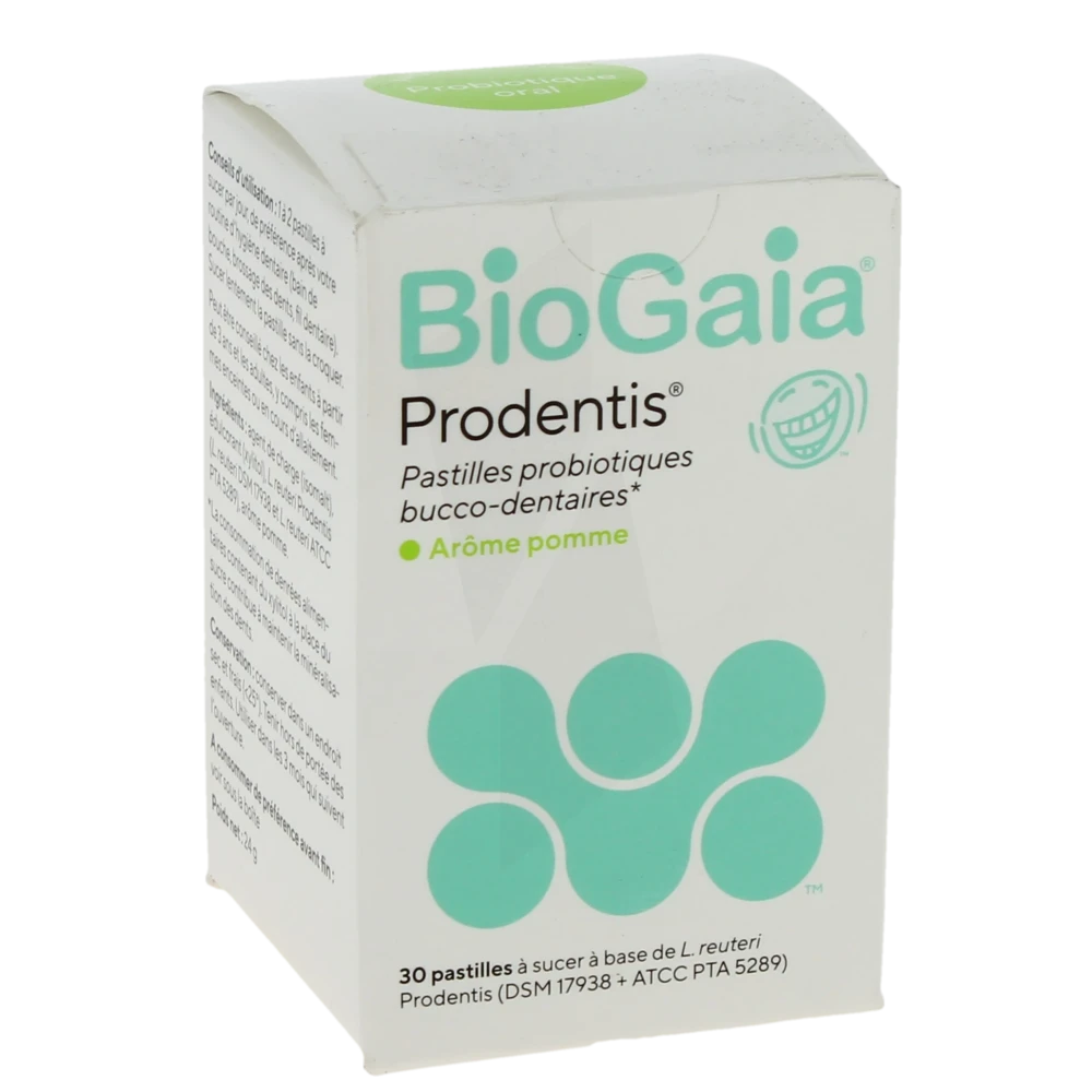 Biogaia Prodentis Past à Sucer Probiotiques Bucco-dentaire Pomme Pilulier/30