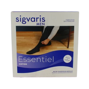 Sigvaris Essentiel Instinct Coton Bas Auto-fixants Classe 3 Homme Noir Normal M