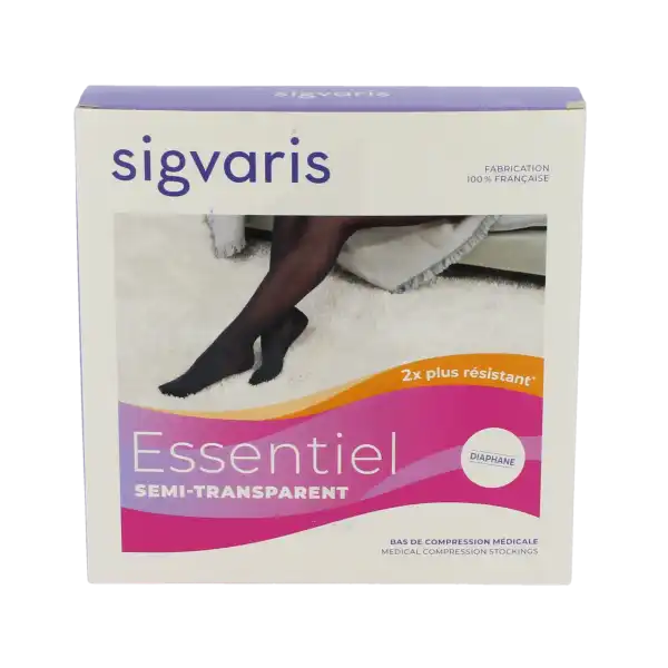 Sigvaris Essentiel Diaphane Semi-transparent Bas Auto-fixants Classe 3 Femme Noir Normal S