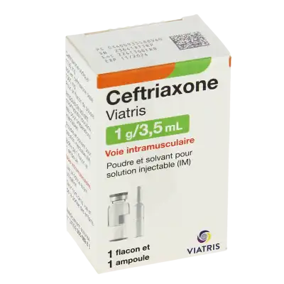 Ceftriaxone Viatris 1 G/3,5 Ml, Poudre Et Solvant Pour Solution Injectable (im) à La Ricamarie