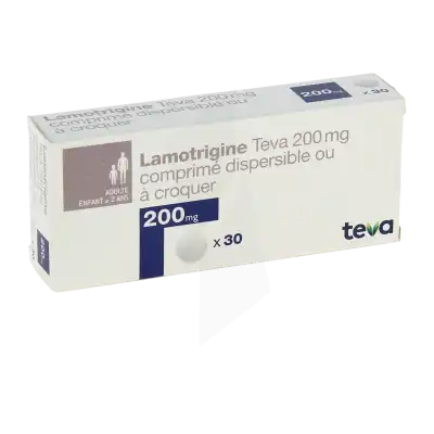LAMOTRIGINE TEVA 200 mg, comprimé dispersible ou à croquer