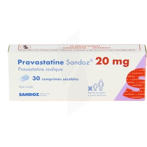 Pravastatine Sandoz 20 Mg, Comprimé Sécable