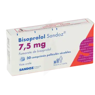BISOPROLOL SANDOZ 7,5 mg, comprimé pelliculé sécable