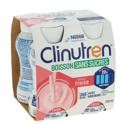 Clinutren Boisson Sans Sucre Nutriment Fraise 4 Bouteilles/200ml à NÈGREPELISSE