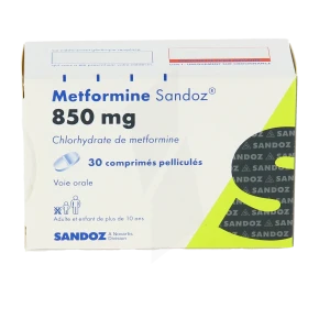 Metformine Sandoz 850 Mg, Comprimé Pelliculé