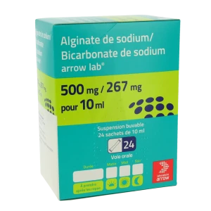 Alginate De Sodium/bicarbonate De Sodium Arrow Lab 500 Mg/267 Mg Pour 10 Ml, Suspension Buvable En Sachet