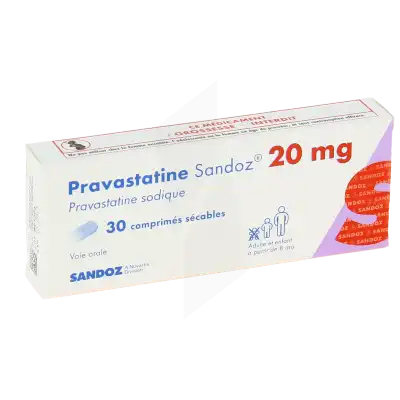 PRAVASTATINE SANDOZ 20 mg, comprimé sécable
