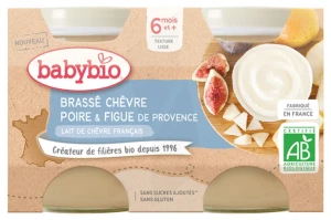 Babybio Alimentation Infantile Brassé Lait De Chèvre Poire Figue 2pots/130g