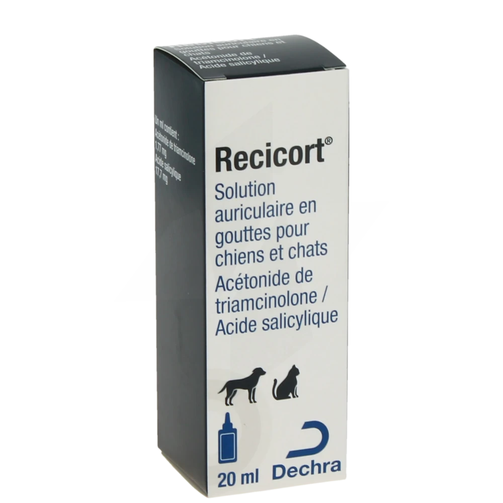 Recicort Solution Auriculaire En Gouttes Pour Chiens Et Chats, Solution Auriculaire En Gouttes