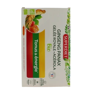 Superdiet Ginseng Gelée Royale Acérola Bio Solution Buvable 20 Ampoules/10ml