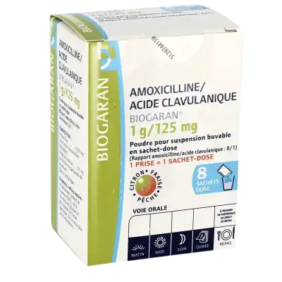 Amoxicilline/acide Clavulanique Biogaran 1 G/125 Mg, Poudre Pour Suspension Buvable En Sachet-dose (rapport Amoxicilline/acide Clavulanique : 8/1) à ROMORANTIN-LANTHENAY