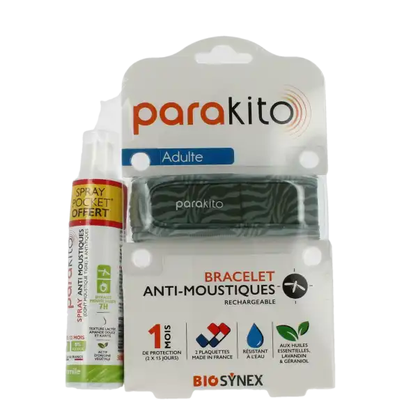 Parakito Bracelet Anti-moustique Adulte Jungle +spray Offert 30ml