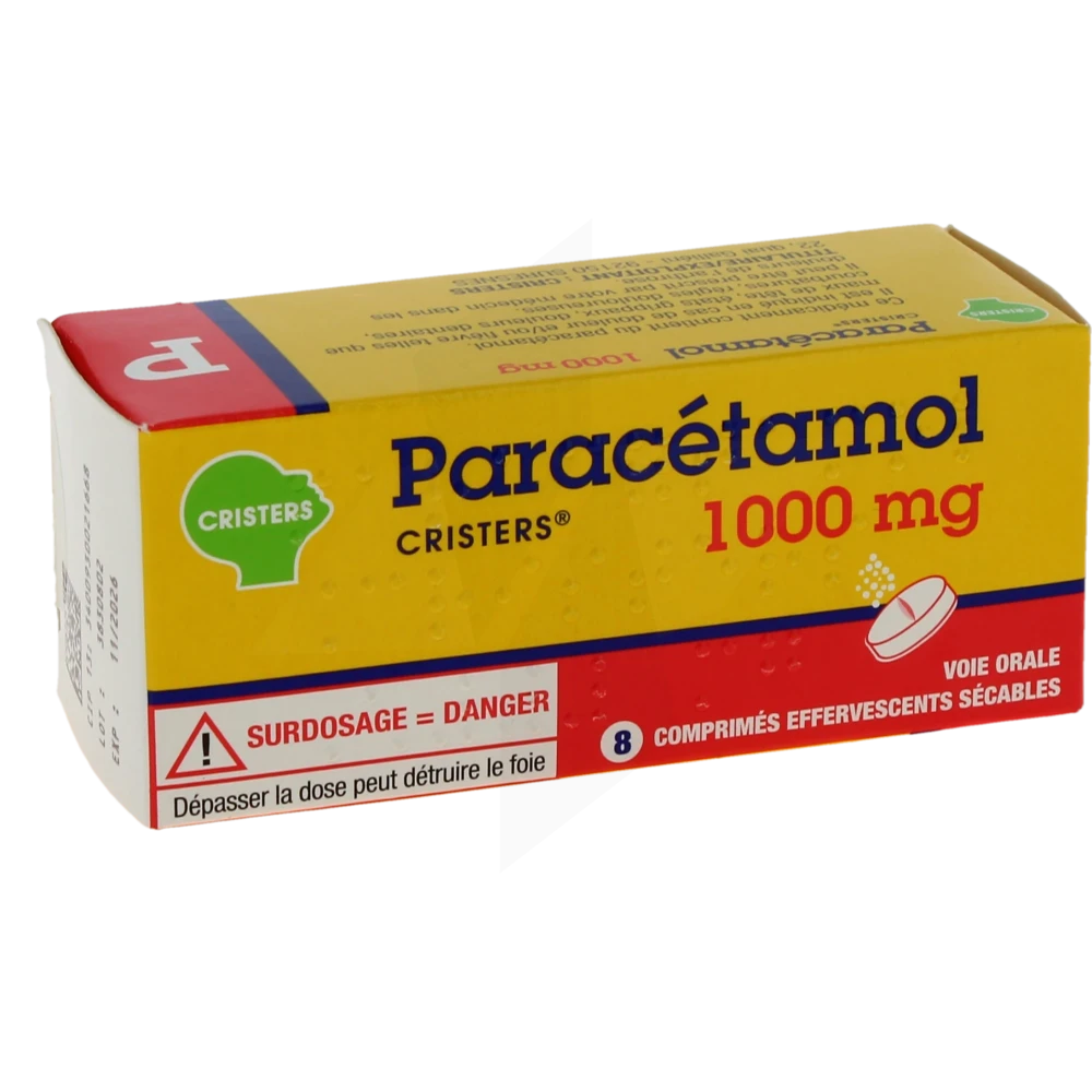 Paracetamol Cristers 1000 Mg, Comprimé Effervescent Sécable