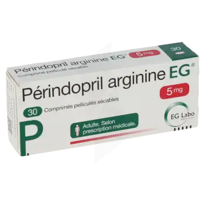 Perindopril Arginine Eg 5 Mg Cpr Pell Séc Plq Pvc/pvdc/alu/30 à LIVRON-SUR-DROME