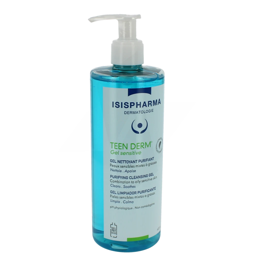 Teen Derm Gel Sensitive Gel Nettoyant Purifiant Fl Pompe/400ml