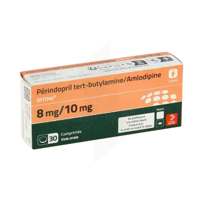 Perindopril Tert-butylamine/amlodipine Arrow 8 Mg/10 Mg, Comprimé à VILLERS-LE-LAC