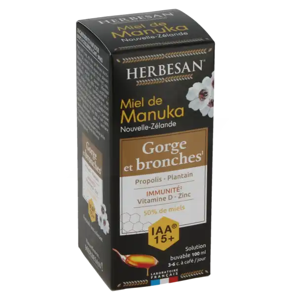 Herbesan Miel De Manuka Iaa 15+ Sirop Gorge Bronches Fl/100ml