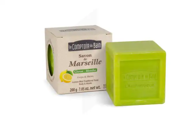 Le Comptoir Du Bain Savon Traditionnel De Marseille Citron-menthe 200g