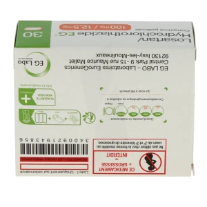 Losartan/hydrochlorothiazide Eg 100/12,5 Mg, Comprimé Pelliculé