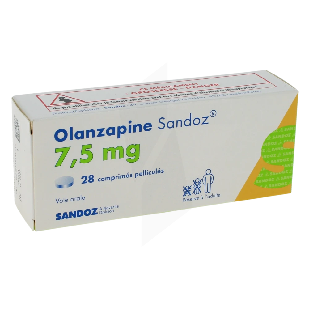 Olanzapine Sandoz 7,5 Mg, Comprimé Pelliculé