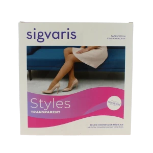 Sigvaris Styles Divin Eclat Transparent Collant Pied Ouvert Classe 2 Femme Beige 120 Normal S