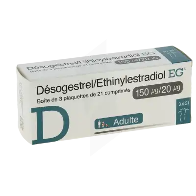 Desogestrel/ethinylestradiol Eg 150 Microgrammes/20 Microgrammes, Comprimé à LA CRAU