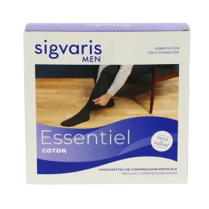 Sigvaris Essentiel Coton Chaussettes  Homme Classe 2 Noir Large Normal