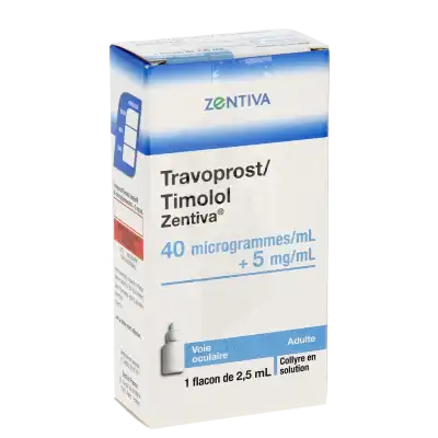 TRAVOPROST/TIMOLOL ZENTIVA 40 microgrammes/mL + 5 mg/mL, collyre en solution