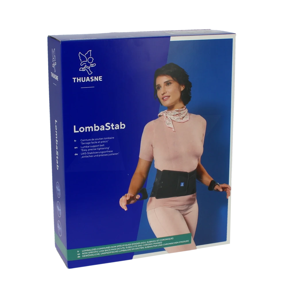 Lombastab Ceinture Lombaire Maintien Noir Bleu H21cm T1