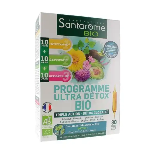 Santarome Bio Programme Ultra Détox Solution Buvable 30 Ampoules/10ml