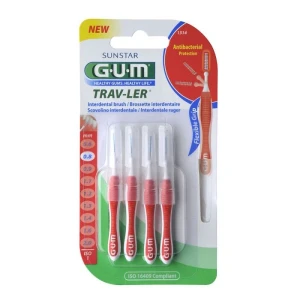 Gum Travler Brossettes Inter-dentaires De Voyage Rouge 0,8mm B/4