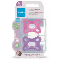 Mam Sucette Comfort Silicone +0 Mois Rose B/2