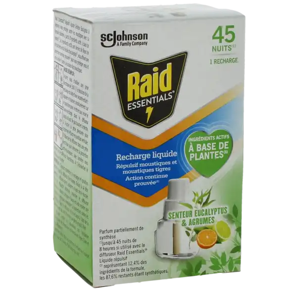 Raid - Recharge Diffuseur Electrique Liquide Répulsif Moustiques - Eucalyptus Et Agrumes - 32ml